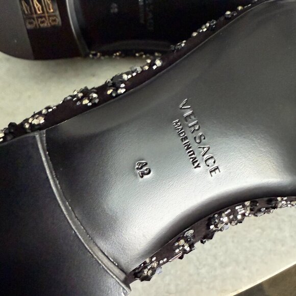 Versace 1003792 Men\'s Black leather loafer‎ embellished beading, 42 main image 15